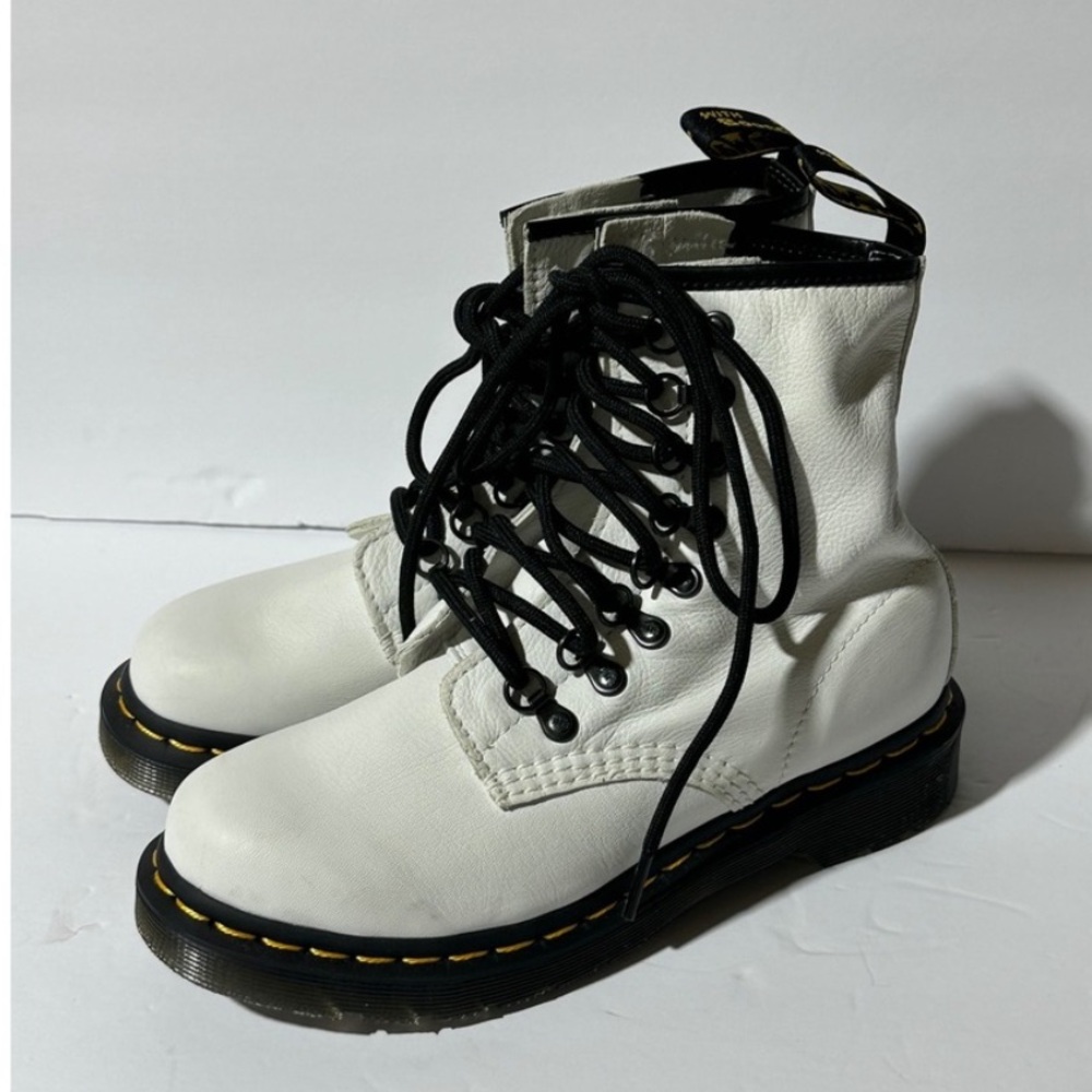 Dr. Martens 1460 Laced White Leather Ankle Boots Women's US 6